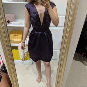 Asos satin cocktail purple low cut dress size 2
